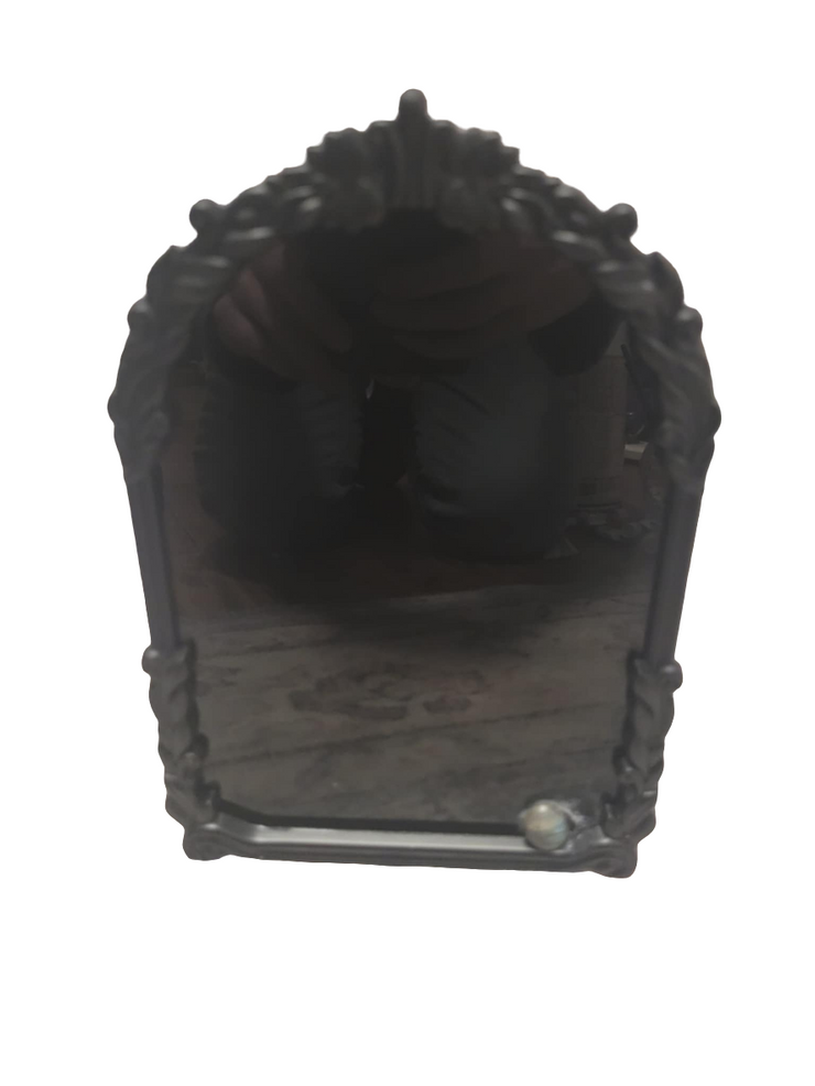 Scrying mirror with genuine labradorite crystal